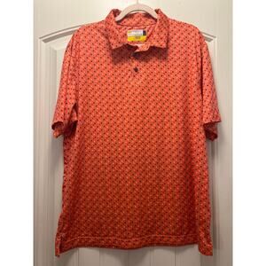 Nicklaus Men’s Golden Bear Golf Performance Stretch Print Polo Shirt Sz L Orange